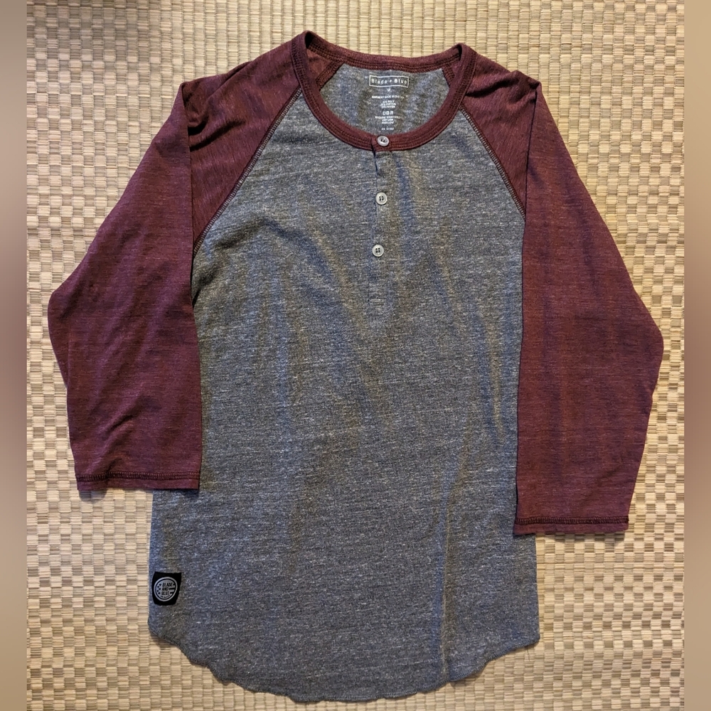 Blade + Blue Burgundy and Gray Raglan Tee